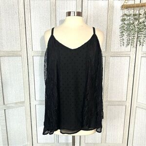 Torrid Sophie Lace & Mesh Dot Swing Cami Tank Top Blouse Black Plus Size 1 1X